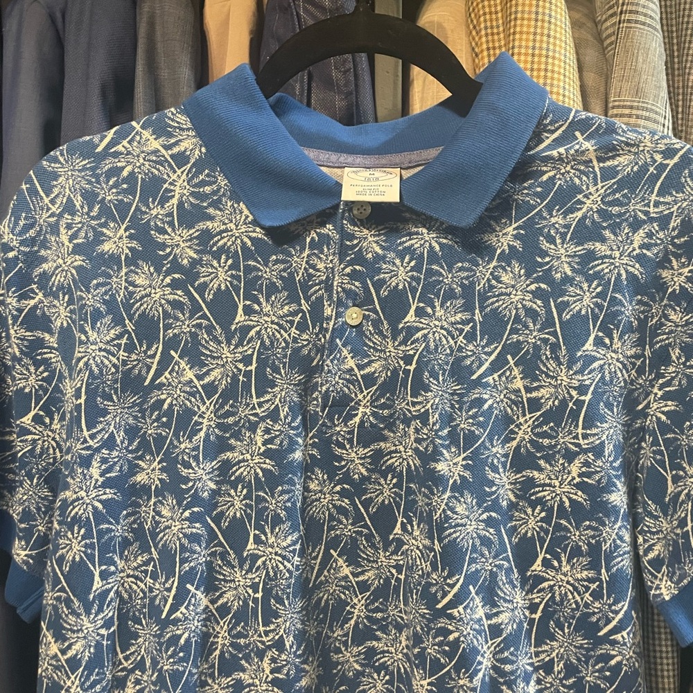 Blue Tropical Pattern Brooks Brothers Polo